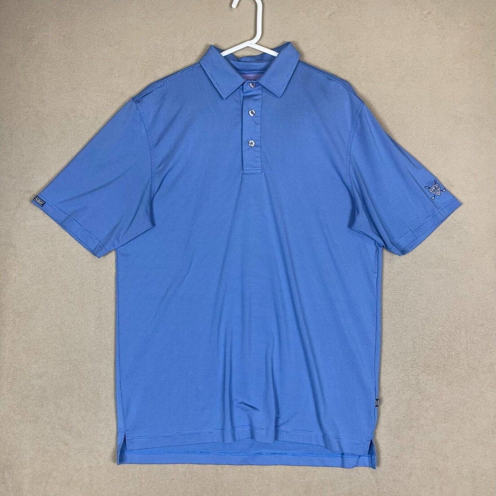 Straight Down Polo Shirt Adult Medium Blue Golf Rugby Logo Preppy Mens